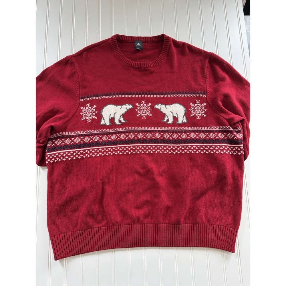 Dockers Mens XXL Red Christmas Sweater Polar‎ Bear Snowflake Holiday